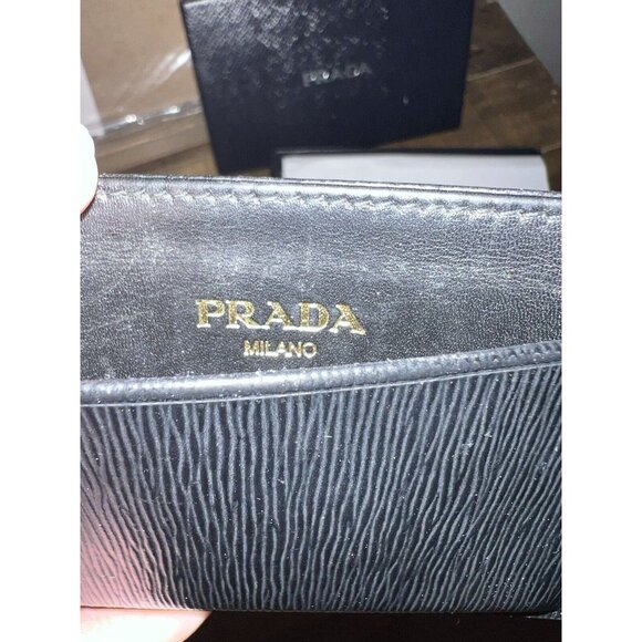 Prada Wallet Card Holder 100% Genuine In Black Saffiano Leather - Picture 5 of 7